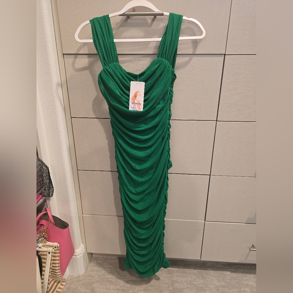 Elegant Green Draped Dress